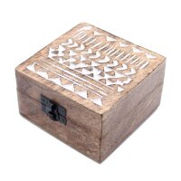 Holzkiste Mango 2er Set 10 x 10 x 6 cm Aztekenmuster Deko