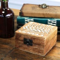Holzkiste Mango 2er Set 10 x 10 x 6 cm Aztekenmuster Deko