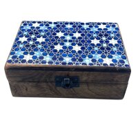 Kästchen Holz Keramik Blau 15 x 10 x 6 cm Handarbeit...