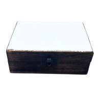 Deko Kiste Holz Keramik Weiß 15 x 10 x 6 cm klein...
