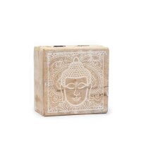 Holzbox Mango Buddha 10 x 10 x 4 cm Aufbewahrungsbox Deko