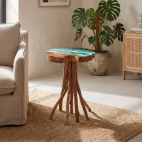 Beistelltisch Teak Baumscheibe Epoxidharz –...