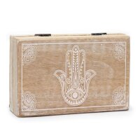 Schachtel Holz Hamsa 21,5 x 14 x 6 cm Deko Schmuck...