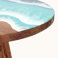 Beistelltisch Teak Baumscheibe Epoxidharz – Ø 60 cm Meer Java