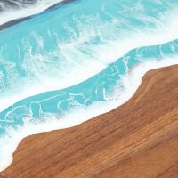 Beistelltisch Teak Baumscheibe Epoxidharz – Ø 60 cm Meer Java