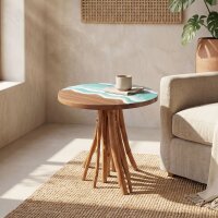 Beistelltisch Teakholz Epoxidharz B: 60 cm Unikat...