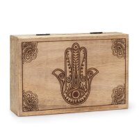 Box Holz Hamsa 21,5 x 14 x 6 cm Deko Schachtel Handarbeit