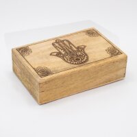 Box Holz Hamsa 21,5 x 14 x 6 cm Deko Schachtel Handarbeit