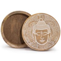 Kiste Holz rund Ø 17,5 cm Buddha Schachtel Schmuck...