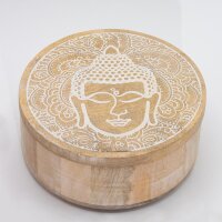Kiste Holz rund Ø 17,5 cm Buddha Schachtel Schmuck...