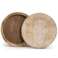 Deko Kiste rund Mango Ø 17,5 cm Hamsa Symbol...