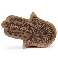 Tablett Holz Hamsa Henna 30 cm lang Buddha massiv Handarbeit