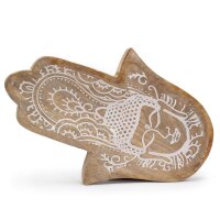 Tablett Mango Hamsa Form 30 cm lang Buddha massiv Handarbeit