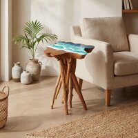 Beistelltisch Teakholz Epoxidharz B: 45 cm Baumscheibe...