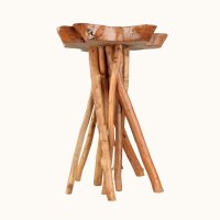 Beistelltisch Teakholz Epoxidharz B: 45 cm Baumscheibe Unikat