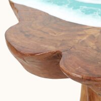 Beistelltisch Teakholz Epoxidharz B: 45 cm Baumscheibe Unikat