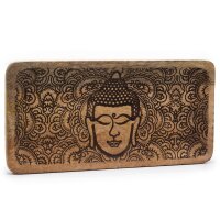 Tablett Mango massiv Buddha 30 x 15 cm Holztablett Indien