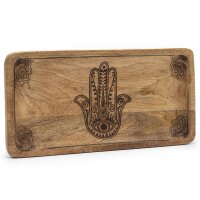 Tablett Mango Hamsa 30 x 15 cm massiv Holztablett Indien