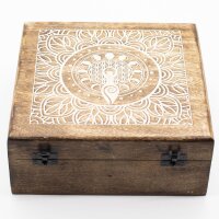 Holzbox Mango 25 x 25 x 10 cm Mondphasen Schmuck Handarbeit
