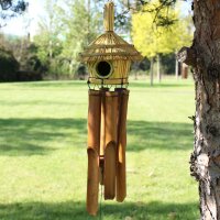 Vogelhäuschen mit Windspiel Bambus Seegras...