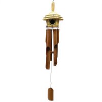 Vogelhäuschen mit Windspiel Bambus Seegras hängend Garten