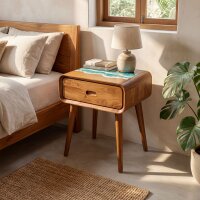 Nachttisch mit Schublade B: 50 cm Unikat Teakholz Epoxidharz