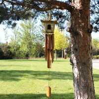 Vogelhaus mit Windspiel Bambus Seegras Deko hängend...