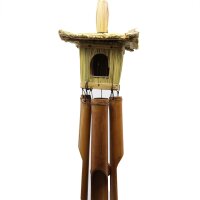 Vogelhaus mit Windspiel Bambus Seegras Deko hängend Garten