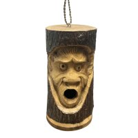Vogelhaus Holz Affe Deko Garten Baumstamm Bali Handarbeit