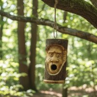 Vogelhaus Holz Affe Deko Garten Baumstamm Bali Handarbeit