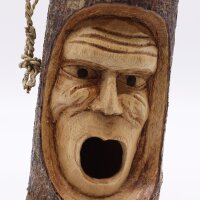 Vogelhaus Holz Mann Deko Garten Baumstamm Bali Handarbeit