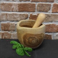 Mörser mit Stößel Teak 11 x 11,5 cm Gewürze Kräuter Handarbeit