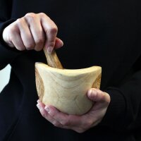Mörser mit Stößel Teak 11 x 11,5 cm Gewürze Kräuter Handarbeit