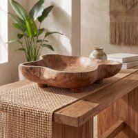 Dekoschale Holz Teak geölt Handarbeit Unikat Java