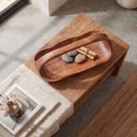 Dekoschale Teakholz mit Griff 43 cm lang massiv Handarbeit