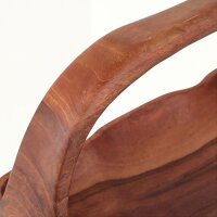 Dekoschale Teakholz mit Griff 43 cm lang massiv Handarbeit