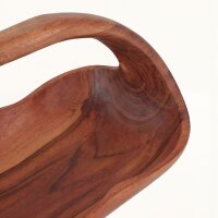 Dekoschale Teakholz mit Griff 43 cm lang massiv Handarbeit