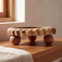 Podest Teak Holz massiv Ø 28 cm Handarbeit Unikat...