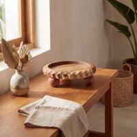 Podest Teak Holz massiv Ø 28 cm Handarbeit Unikat...