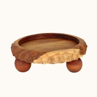 Podest Teak Holz massiv Ø 28 cm Handarbeit Unikat Java