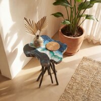 Beistelltisch Teakholz Epoxidharz B: 45 cm Unikat Java