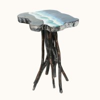 Beistelltisch Teakholz Epoxidharz B: 45 cm Unikat Java