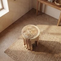 Massiver Hocker Teakholz B: 35 cm Handarbeit Unikat