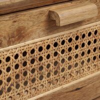 Nachttisch mit Schubladen Teakholz Rattan Retro Design