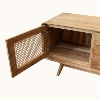 Sideboard Teak Rattan 150 cm – 3 Schubladen Retro Handarbeit Indonesien