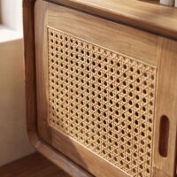 Sideboard Teakholz Rattan 150 cm lang Handarbeit