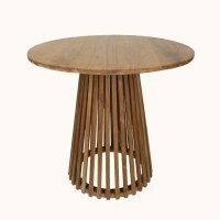 Esstisch Teakholz rund Ø 80 cm massiv Handarbeit Japandi