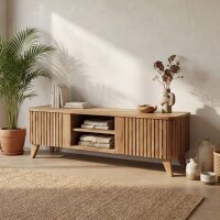 TV Lowboard Teak Lamellen 140 cm – 2 Türen...