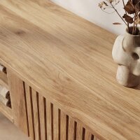 TV Lowboard Teak Lamellen 140 cm – 2 Türen Handarbeit Indonesien