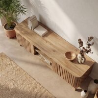 TV Lowboard Teak Lamellen 140 cm – 2 Türen Handarbeit Indonesien